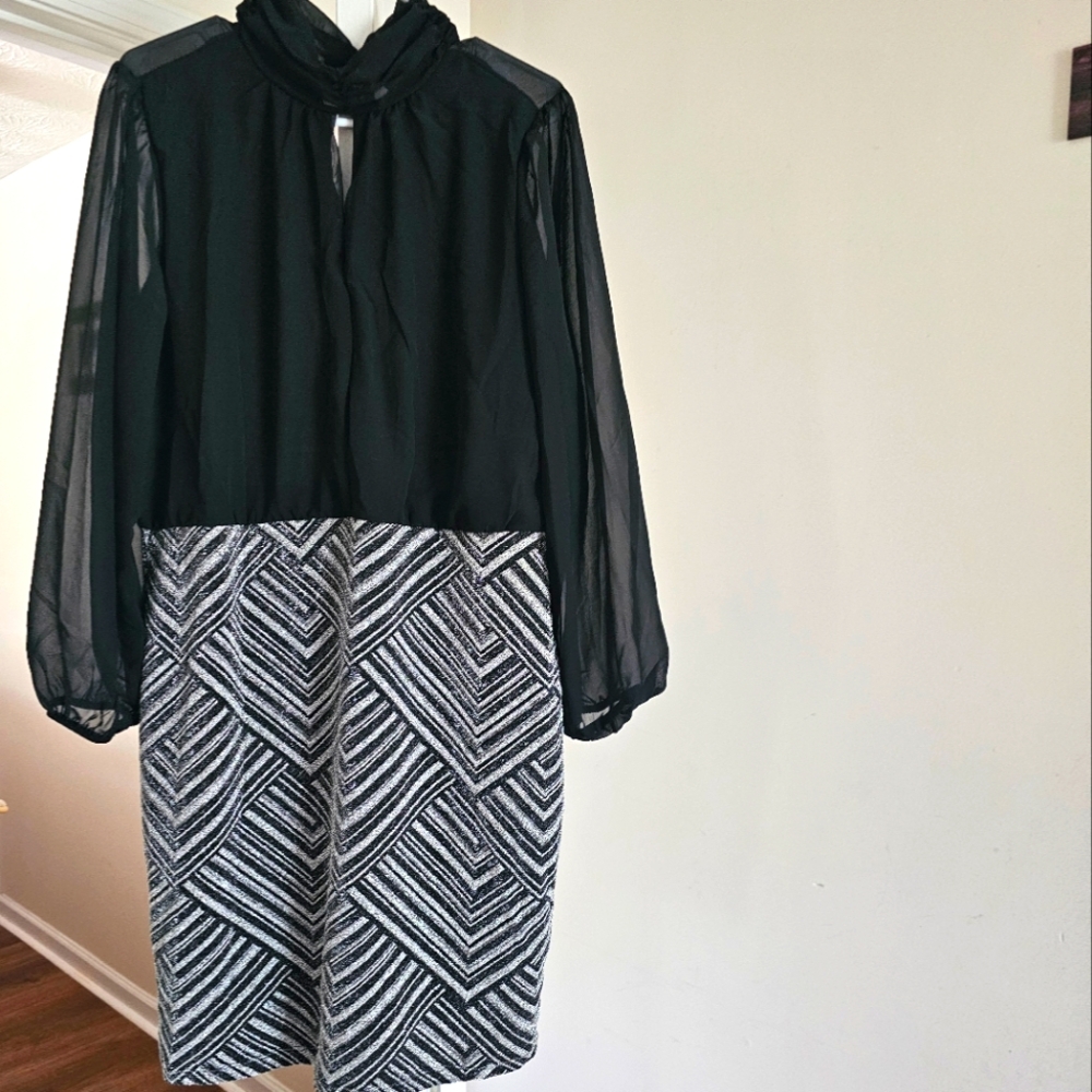 NWT Blk/Sil Evening Dress 1X